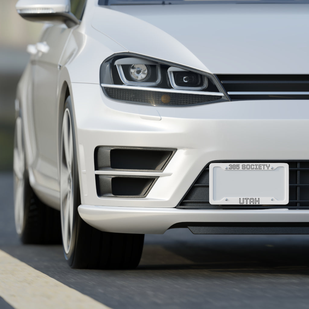 “385 SOCIETY UTAH” Aluminum License Plate Frame