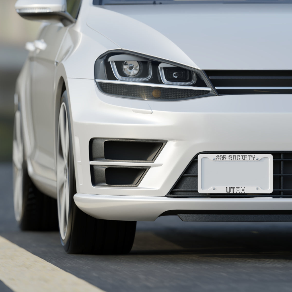 “385 SOCIETY UTAH” Aluminum License Plate Frame